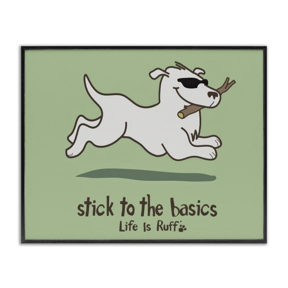 Stupell Industries Stick To Basics Dog Animals Painting Black Framed Art Print Wall Art, 14 x 11