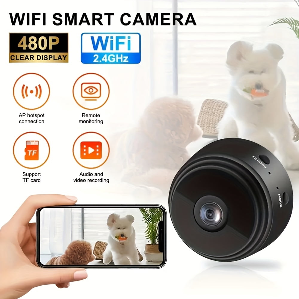 Mini Smart Camera - 480P AI Human/Pet Detection | 24/7 Recording w/ SD Card & Cloud | Motion Alerts | Nanny Cam Baby/Pet Monitor | 2.4G Only USB Powered Indoor Security (1pc)
