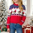 thumbnail image 2 of Tisuna Christmas Toddler Girls Sweater Cartoon Bear Print Long Sleeve Crew Neck Tops Stretch Casual Autumn Winter Kids Pullover Sweater Red Size 18-24 Months, 2 of 4