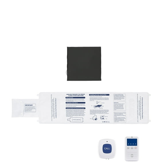 KFFKFF Advanced Warning Bed Alarm Kit, Cordless Bed and Chair Sensing Mat with Communication Button & Alert Device, Prior-Notice Bedside Alerts and Fall Deterrence for Seniors, Memory Loss Patients