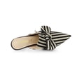 thumbnail image 4 of BLISSFUL STEP Women's Stiletto Heel Mules Pointed Toe Stripe Bow Slip-On Dress Shoes Black 10, 4 of 7
