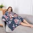 thumbnail image 5 of Oversized Wearable Blanket Hoodie,Pioneer Flower Floral Print Pattern Sherpa Blanket Hoodie with Super Pockets,Super Warm Fuzzy Pullover for Women & Men, 5 of 6