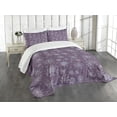 thumbnail image 3 of Ambesonne Eggplant Quilted Bedspread Set 3 Pcs, Xmas Snowflakes Floral, King Size, Violet, 3 of 5