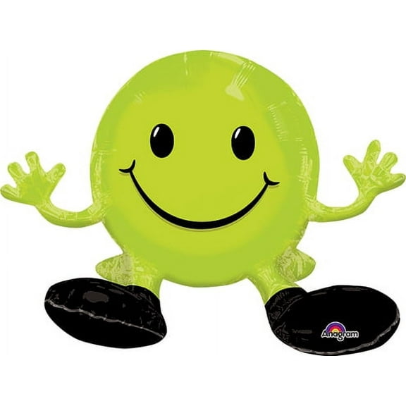 LOONBALLOON Smile Balloons, 18″ SMILEY FACE - GREEN