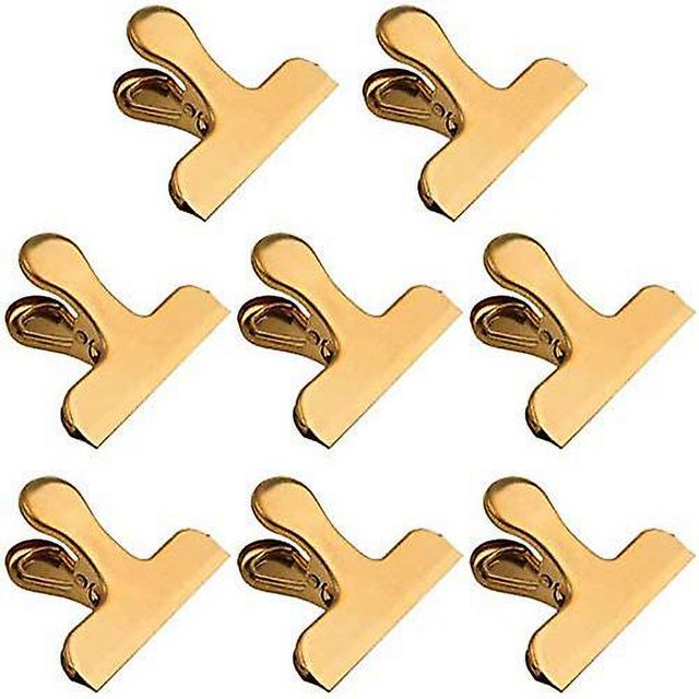 P Bag Clips,8 Pa Large Golden Stainless Steel Air Tight Bag Clip Perfect For Kitchen Office