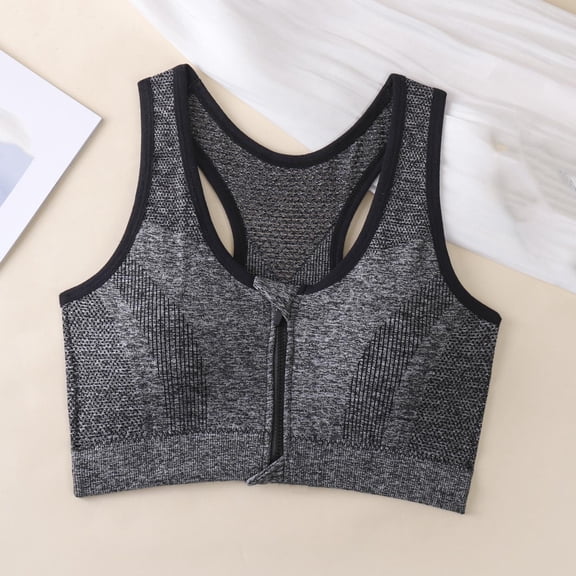 SELONE Bras for Women Underwire Sports Bra Front Zipper Yoga Daily Wear Lightweight Comfortable Underwear Black L