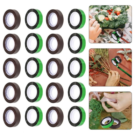 HAMPPLIES 20Pcs Self-Adhesive Floral Tapes Deep Brown for Wedding Bouquets