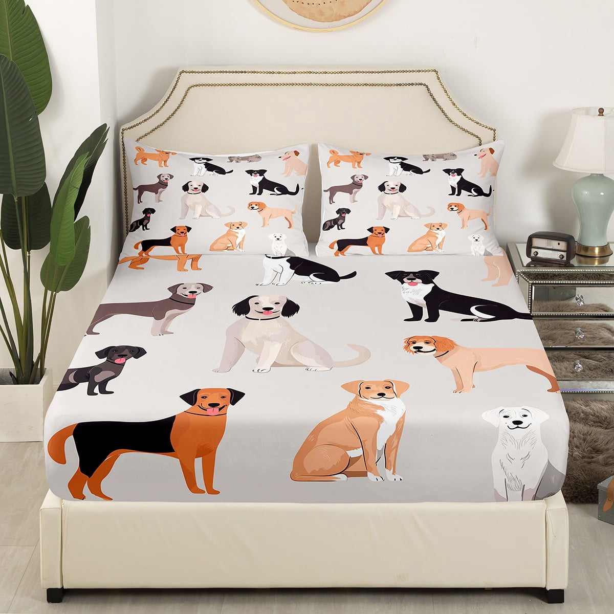 Kids Dog Paw Print Full Size Sheet Set 4pc - Cute Pet Theme Bedding With Deep Pocket Fitted Sheet, Flat Sheet & 2 Pillowcases - View #4