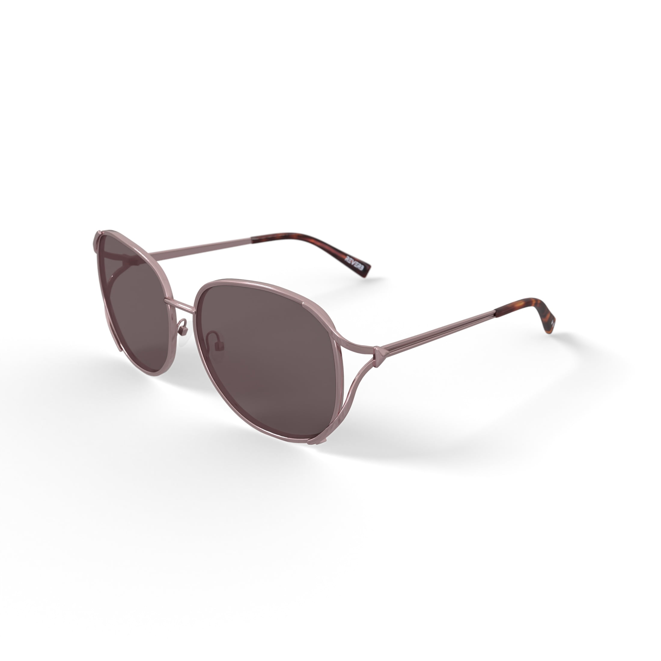 Reverb Women's Vented Square Prescription Fashion Sunglasses, RVLOS4000, Almond Brown, 61-16-140, with Case