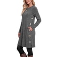 thumbnail image 5 of Fantaslook Long Sleeve Womens Dresses Crew Neck Buttons Tunic Sweater Dress with Pockets, 5 of 11