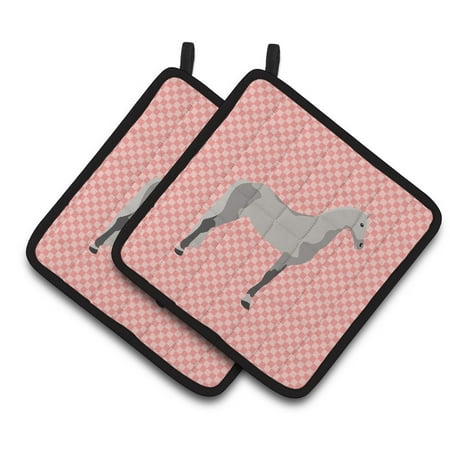 

Caroline s Treasures Orlov Trotter Horse Pink Check Pair of Pot Holders