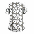 thumbnail image 3 of Haut de Sarrau pour Femmes Décontracté à Col en V, Blouse Imprimée, T-Shirt à Manches Courtes, Poches, Hauts de Sarrau en Liquidation, 3 of 5