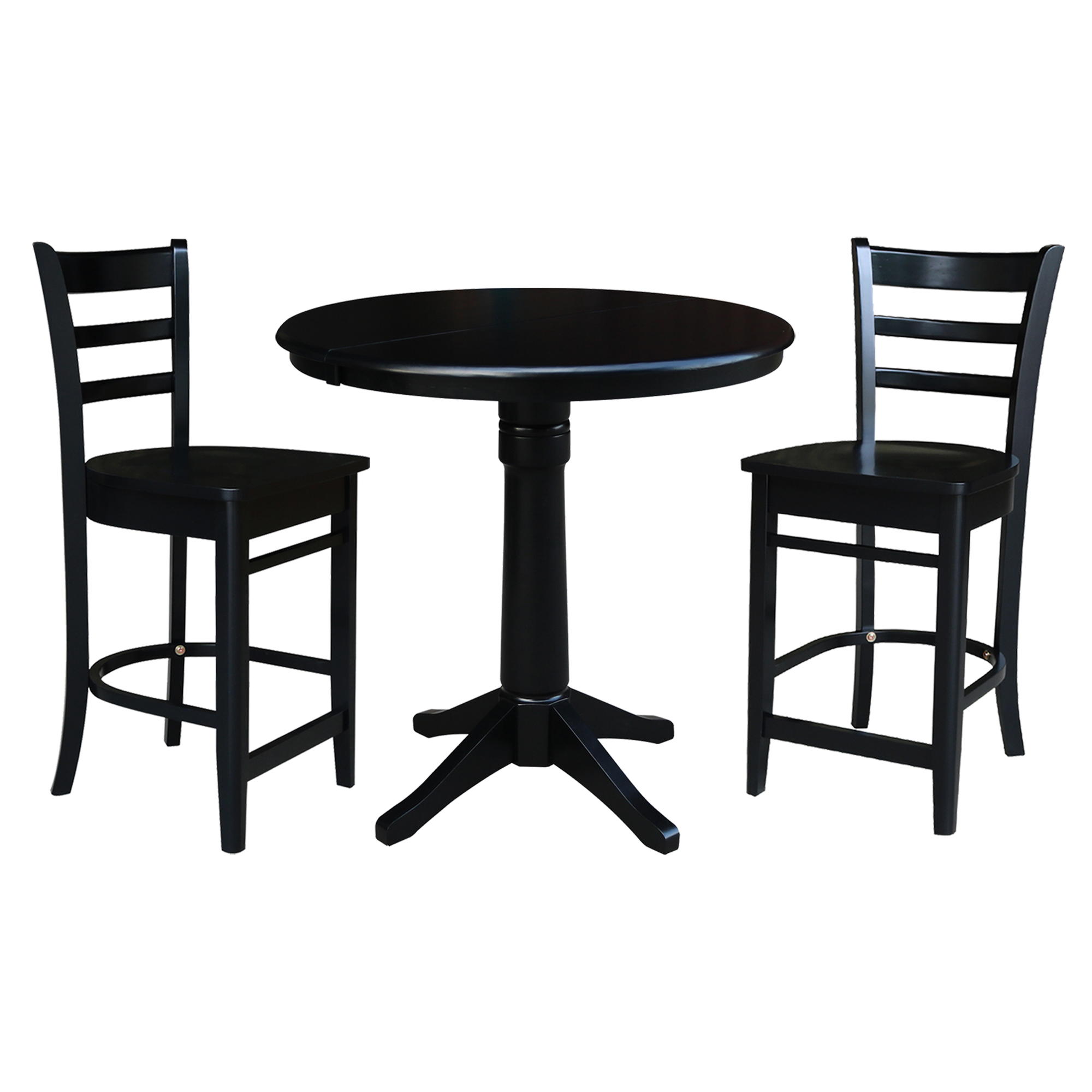 Espresso International Concepts Bar Height 36-Inch Round Extension Table with 12-Inch Leaf