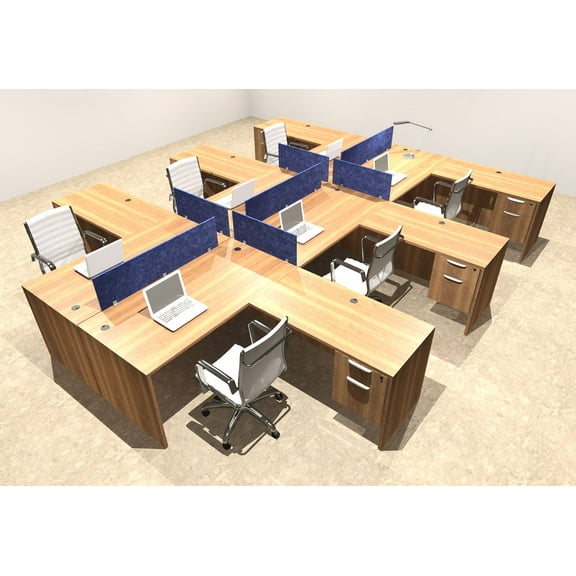 Six Person Modern Accoustic Divider Office Workstation Desk Set, #OT-SUL-FPRB45