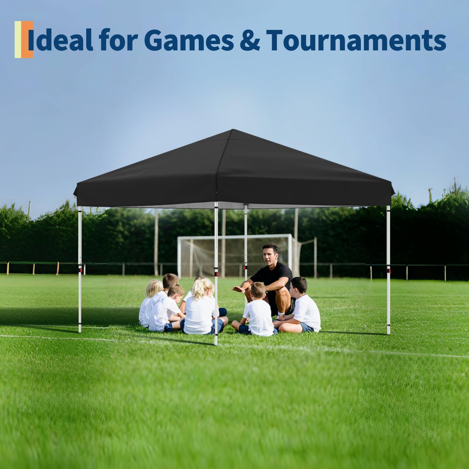 Heavy Duty Pop Up Canopy Tent 10x10 FT – Waterproof Outdoor Shelter with UV Protection – Collapsible 210D Oxford – Center Lock – 1 Sidewall – Easy Setup for Picnics, Camping, Beach, Events – Black