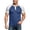 Dark Blue, variant on ZHOGXU Fashion Patchwork Short Sleeve O Neck Men's T Shirts With Button Comfortable Everyday Wear
