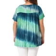 thumbnail image 4 of DARING DIVA Women's Plus Pleated Front Casual Blouse 2X Blue Green, 4 of 6