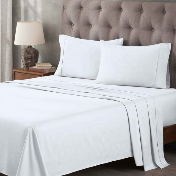 Superior Egyptian Cotton 400 Thread Count Deep Pocket Sheet Set, Full Size, White