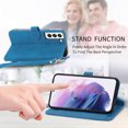 thumbnail image 6 of SaniMore Case for Samsung Galaxy S23 Plus 6.6" 2023, PU Leather Zipper Wallet Detachable Lanyard Retro Embossed Flower Crad Slots Flip Kickstand Full Body Protective Drop-proof Case, Blue, 6 of 8