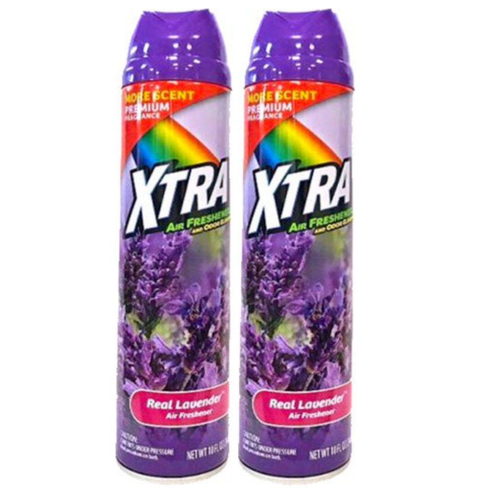 2 Pack XTRA OdorEliminating REAL LAVENDER Air Freshener Spray 10 oz. Bundle Deal