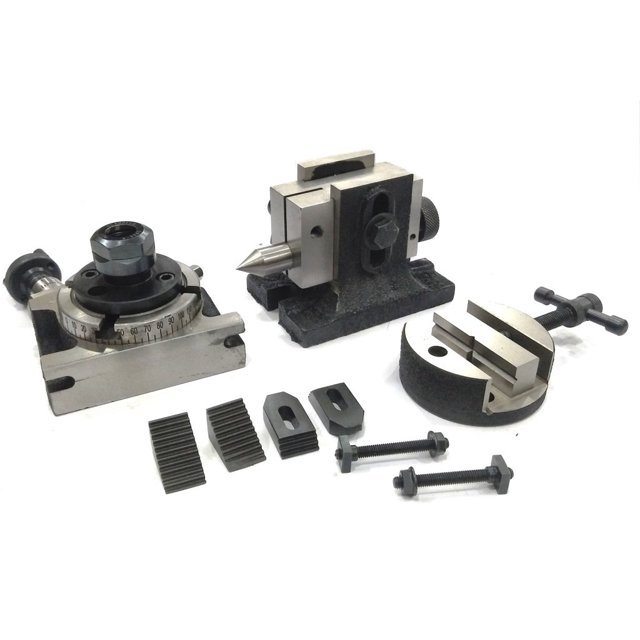 Assorts Table Rotative 3"/ 80 Mm avec Adaptateur de Pince Er20, Kit de Pince M6, Étau Rond et Fraisage Instantané Approprié