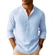 thumbnail image 2 of Ceisia Men's Loose Fit Pre-Shrunk Linen Stand-Up Collar Henley Top & Wide-Leg Pants Set | Beach Casual Two-Piece Outfit Gifts, 2 of 4