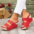 thumbnail image 2 of Pandaie Women's Platform Sandals with Double Buckles Summer Wide Width Chunky Wedge Slides 3.34 Inch Open Toe Beach Clogs Size 6-10, 2 of 8