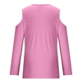 thumbnail image 4 of Samickarr Cold Shoulder Tops for Women Long Sleeve V Neck Crisscross Casual Shirt Fall Fashion Solid Color Loose Outfit, 4 of 5