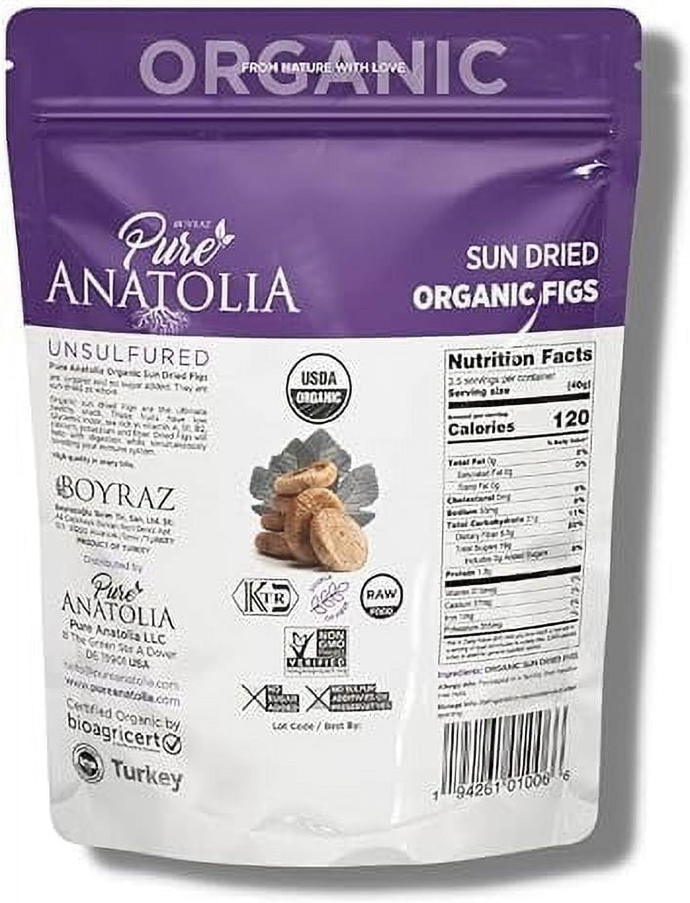 (2 pack) Pure Anatolia Organic Sun-Dried Figs, 100% Turkish, 5oz Pouch
