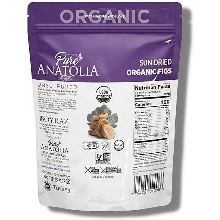 Pure Anatolia Organic Sun-Dried Figs, 100% Turkish, 5oz