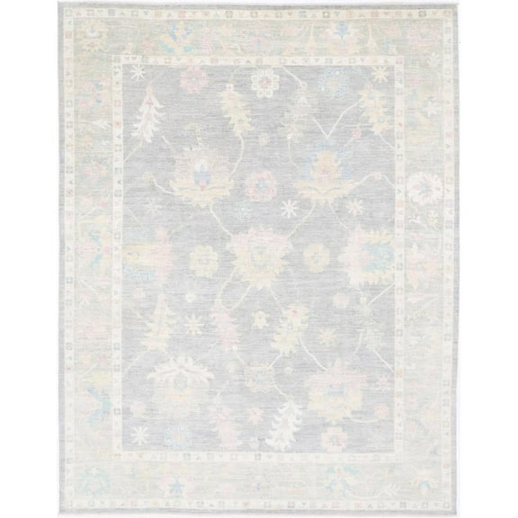 Hand Knotted Oushak Wool Rug - 10'6'' x 13'8''