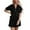Black, variant on Women 2 Piece Lounge Sets Casual Short Sleeve Outfits Half Zip Puff Sleeve Top and Ruffled Shorts Set 2025 Fashion