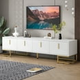 thumbnail image 2 of TUANLUO Television Stand with 4 Doors, TV Console for 80" TVs, TV Cabinet with Adjustable Metal Legs and Shelves, Modern Entertainment Center, TV Stand Furniture for Living Room Bedroom, White, 2 of 10