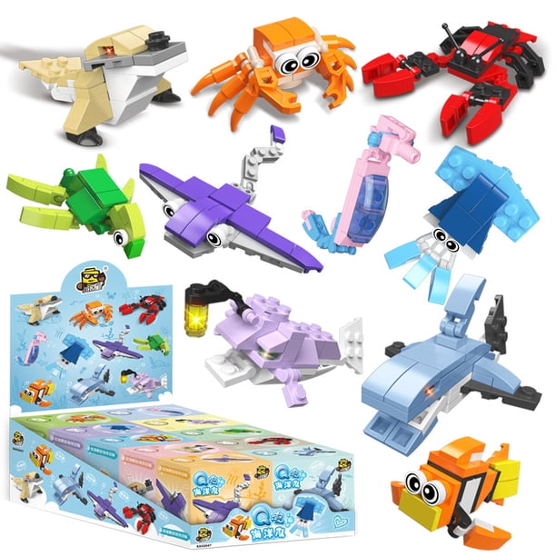 Juguete de bloques de construcción para niños, ensamblaje de partículas pequeñas, equipo Q Bubble Ocean, 10 cajas (Xiaomingxing 52047), caja