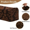 thumbnail image 3 of 2Pack Stretch Armrest Covers, Vintage Jacquard Couch Arm Slipcovers, Dark Brown, 3 of 6