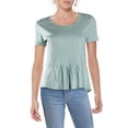 thumbnail image 1 of Joe's Jeans Womens Peggy Peplum Ruffled Hem T-Shirt Green M, 1 of 1