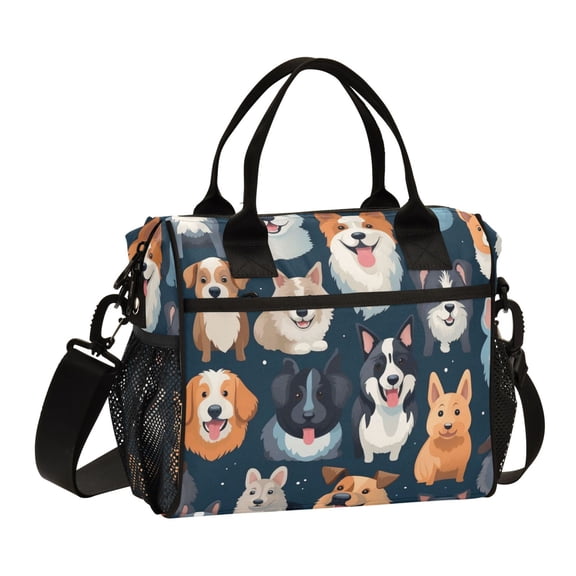 Various Happy Dogs Lunch Bag Insulated Lunch Box Leakproof Reusable Cooler Tote Adjustable Shoulder Strap for Men Women 9L