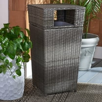 SAFAVIEH Mazeli Outdoor Patio Trash Bin, Grey Brown