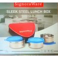 thumbnail image 3 of Sleek Stainless Steel Big Lunch Box With Bag - Blue, Set Of 3 Containers | 3 Containers, 350ml Each - Airtight, Leak Proof & Spill Proof, 3 of 3