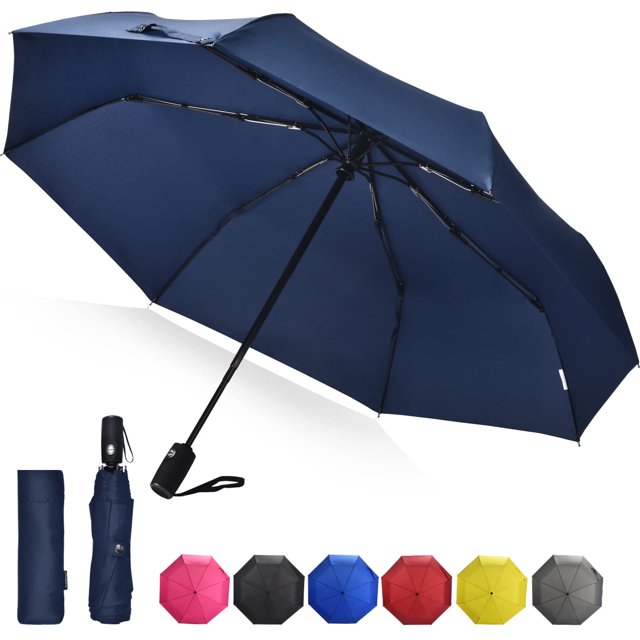 Anntrue Windproof Travel Umbrella, Auto Open Close Lightweight Compact Portable Backpack Folding Umbrella, Perfect for Car, Purse, Men and Women(Blue)