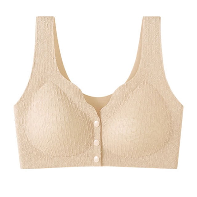 HongQid Front Closure Bra for Women Seamless Straps Bralettes Everyday Basic Sleeping Bras