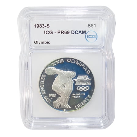 1983 Olympic Commemorative Proof Silver Dollar ICG PR69 DCAM – Graded Coin