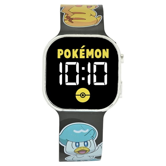 Pokemon Unisex Childrens LED Watch With Square Caseand Printed Silicone Strap; POK4493WM