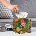 thumbnail image 6 of Lsque Colorful Circle Printed Tissue Box Cover Holder, Facial Paper Organizer Dispenser,Square with Bottom Belt, PVC Leather Decorative Organizer, 6 of 8