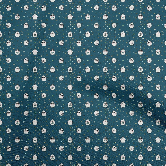 oneOone Polyester Spandex Teal Blue Fabric Random Craft Projects Decor Fabric Printed By The Yard 56 Inch Wide