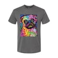thumbnail image 3 of Funny Neon Pug | Dean Russo Art Animal Lover Mens Premium Tri Blend T-Shirt, Dark Heather, Large, 3 of 6