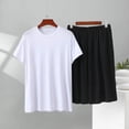 thumbnail image 2 of Dagugfen Mens Pajama Sets Short Sleeve Tee Shirt Tops Loose Fitted Elastic Waist Shorts Loungewear Sets(XXXXXL,White), 2 of 5
