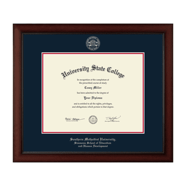 Framerly - Southern Methodist University Simmons School of Education and Human Development 14w x 11h Diploma Frame - Fits a master's and phd - Gold Embossed Diploma Frame