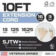 thumbnail image 2 of Iron Forge Cable Weatherproof 10 Ft Outdoor Extension Cord - 3 Outlet 16/3 SJTW Heavy Duty Light Brown Extension Cord 3 Prong - 13 Amp Power Cable, 2 of 9
