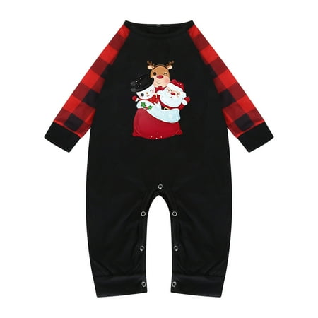 

Fiudx Baby Christmas Striped Printing Long Sleeve Jumpsuit Family Clothes Pajamas New 703